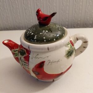 Yankee Candle Holiday Teapot with Red and Green Design